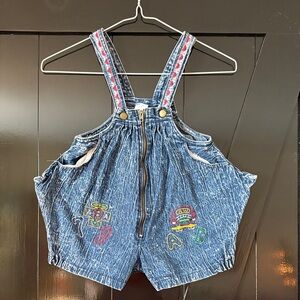 Vintage Jean Kingdom acid wash Denim Kids Overalls romper 3t